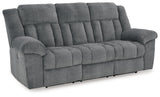 Tip-Off Slate Dual Power Reclining Sofa by Ashley at Eve Furniture
