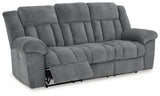 Tip-Off Slate Dual Power Reclining Sofa by Ashley at Eve Furniture