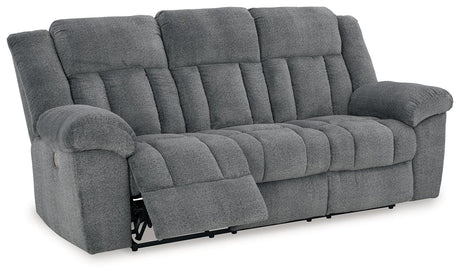 Tip-Off Slate Dual Power Reclining Sofa by Ashley at Eve Furniture