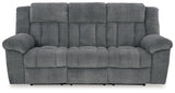 Tip-Off Slate Dual Power Reclining Sofa by Ashley at Eve Furniture