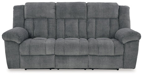 Tip-Off Slate Dual Power Reclining Sofa by Ashley at Eve Furniture