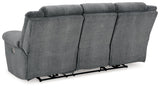 Tip-Off Slate Dual Power Reclining Sofa by Ashley at Eve Furniture