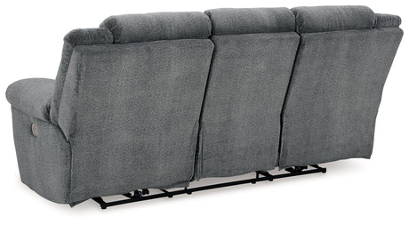 Tip-Off Slate Dual Power Reclining Sofa by Ashley at Eve Furniture
