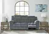 Tip-Off Slate Dual Power Reclining Sofa by Ashley at Eve Furniture