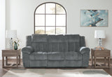 Tip-Off Slate Dual Power Reclining Sofa by Ashley at Eve Furniture