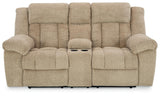 Tip-Off Wheat Dual Power Reclining Loveseat by Ashley at Eve Furniture