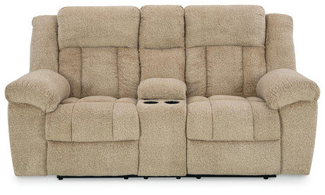 Tip-Off Wheat Dual Power Reclining Loveseat by Ashley at Eve Furniture