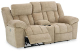 Tip-Off Wheat Dual Power Reclining Loveseat by Ashley at Eve Furniture