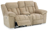 Tip-Off Wheat Dual Power Reclining Loveseat by Ashley at Eve Furniture