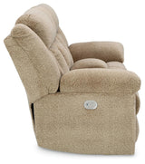 Tip-Off Wheat Dual Power Reclining Loveseat by Ashley at Eve Furniture