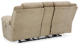 Tip-Off Wheat Dual Power Reclining Loveseat by Ashley at Eve Furniture