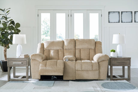 Tip-Off Wheat Dual Power Reclining Loveseat by Ashley at Eve Furniture