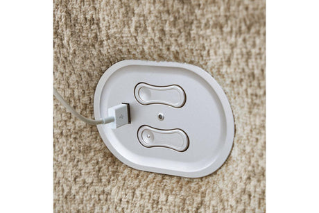 Tip-Off Wheat Dual Power Reclining Sofa and Loveseat by Ashley at Eve Furniture