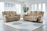 Tip-Off Wheat Dual Power Reclining Sofa and Loveseat by Ashley at Eve Furniture