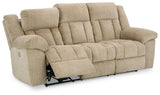 Tip-Off Wheat Dual Power Reclining Sofa by Ashley at Eve Furniture