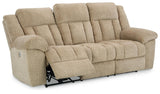 Tip-Off Wheat Dual Power Reclining Sofa by Ashley at Eve Furniture