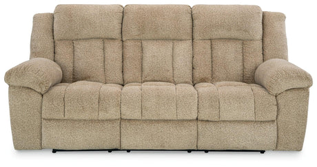Tip-Off Wheat Dual Power Reclining Sofa by Ashley at Eve Furniture