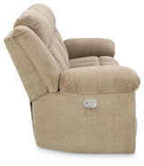 Tip-Off Wheat Dual Power Reclining Sofa by Ashley at Eve Furniture