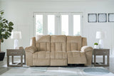 Tip-Off Wheat Dual Power Reclining Sofa by Ashley at Eve Furniture