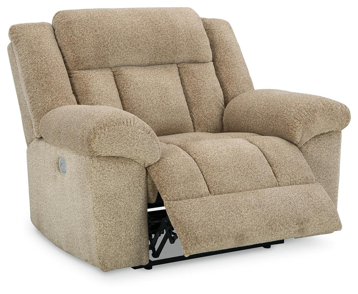 Tip-Off Wheat Oversized Dual Power Recliner by Ashley at Eve Furniture