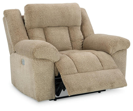 Tip-Off Wheat Oversized Dual Power Recliner by Ashley at Eve Furniture