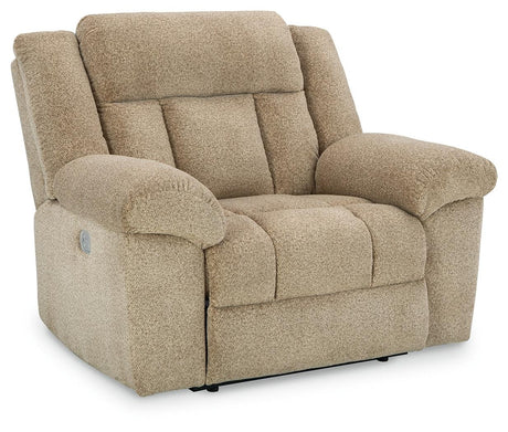 Tip-Off Wheat Oversized Dual Power Recliner by Ashley at Eve Furniture