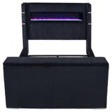 Tisdall Black Eastern King Flame Visualizer Wingback TV Bed by Coaster at Eve Furniture