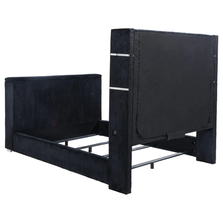 Tisdall Black Eastern King Flame Visualizer Wingback TV Bed by Coaster at Eve Furniture