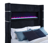Tisdall Black Eastern King Flame Visualizer Wingback TV Bed by Coaster at Eve Furniture