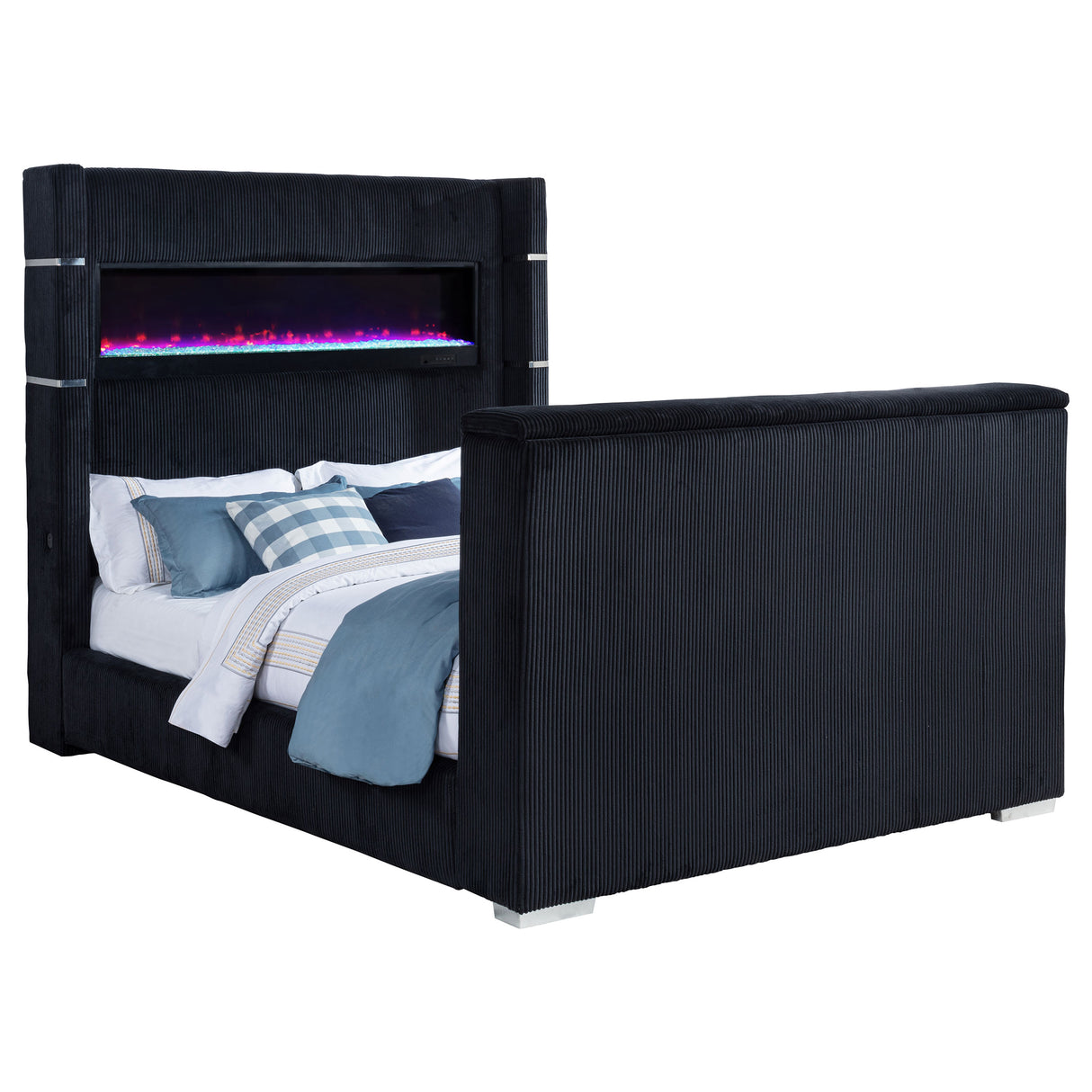 Tisdall Black Queen Flame Visualizer Wingback TV Bed by Coaster at Eve Furniture