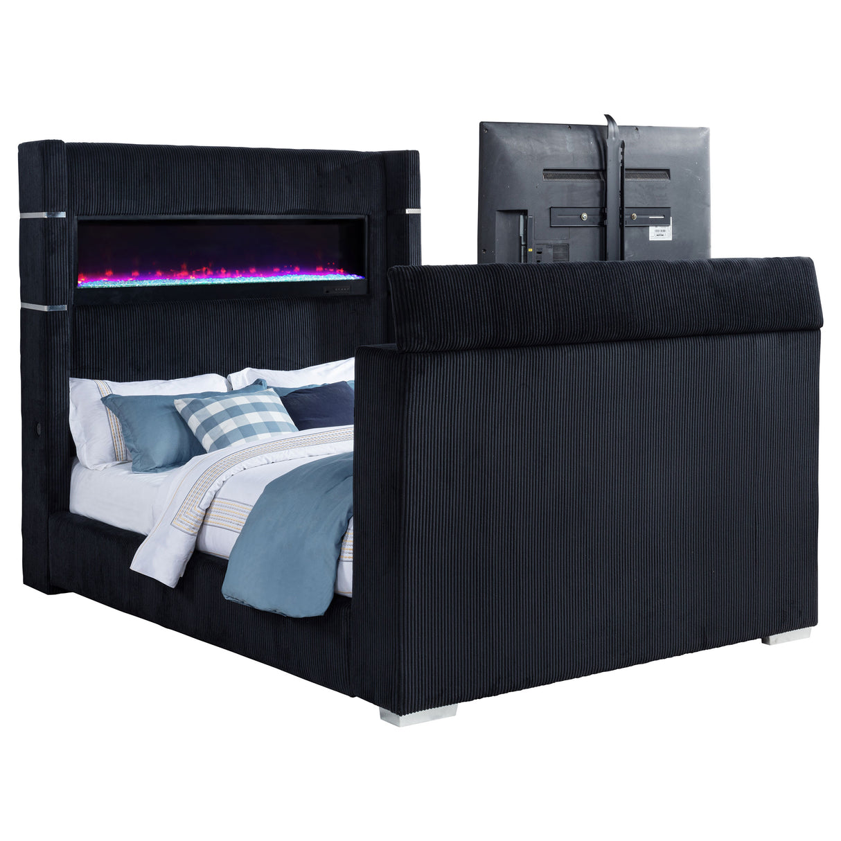 Tisdall Black Queen Flame Visualizer Wingback TV Bed by Coaster at Eve Furniture