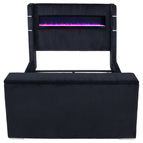 Tisdall Black Queen Flame Visualizer Wingback TV Bed by Coaster at Eve Furniture