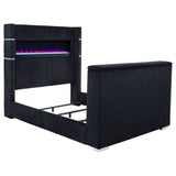 Tisdall Black Queen Flame Visualizer Wingback TV Bed by Coaster at Eve Furniture