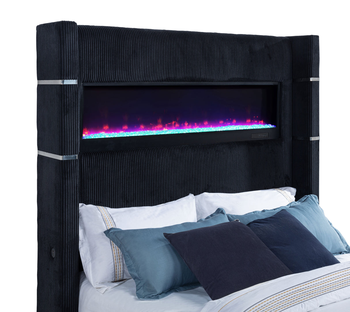 Tisdall Black Queen Flame Visualizer Wingback TV Bed by Coaster at Eve Furniture