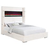 Tisdall Cream 67-inch Upholstered Eastern King Fireplace Bed by Coaster at Eve Furniture