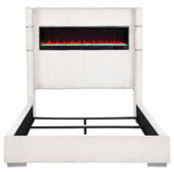 Tisdall Cream 67-inch Upholstered Eastern King Fireplace Bed by Coaster at Eve Furniture