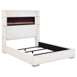 Tisdall Cream 67-inch Upholstered Eastern King Fireplace Bed by Coaster at Eve Furniture
