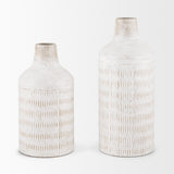 Tisha Large White W/ Terracotta Distressing Metal Vase by Mercana at Eve Furniture