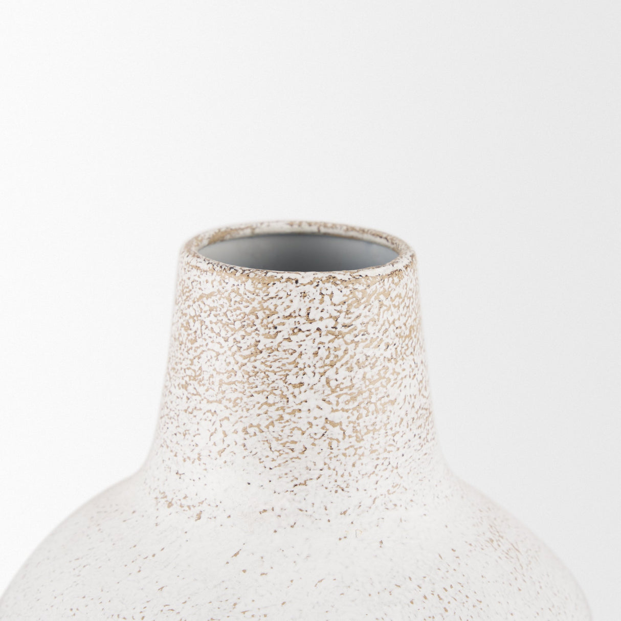 Tisha Large White W/ Terracotta Distressing Metal Vase by Mercana at Eve Furniture