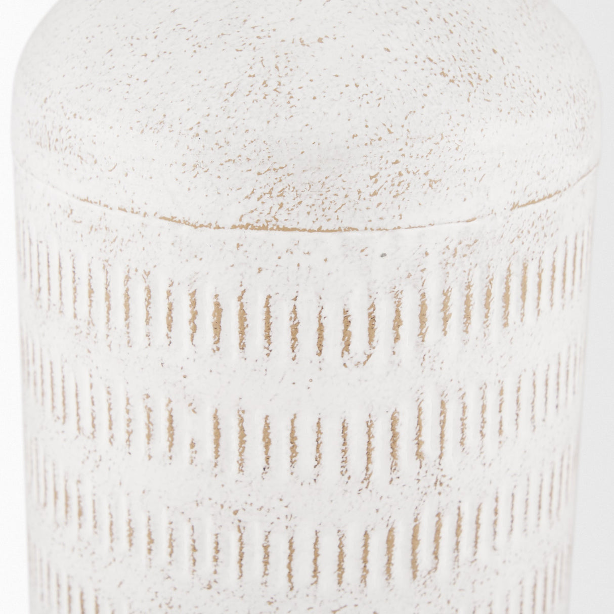 Tisha Large White W/ Terracotta Distressing Metal Vase by Mercana at Eve Furniture