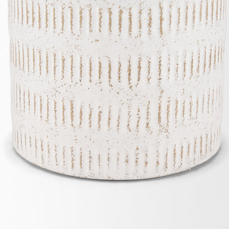 Tisha Large White W/ Terracotta Distressing Metal Vase by Mercana at Eve Furniture