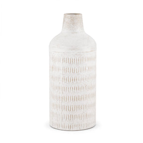 Tisha Large White W/ Terracotta Distressing Metal Vase by Mercana at Eve Furniture