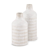 Tisha Small White W/ Terracotta Distressing Metal Vase by Mercana at Eve Furniture