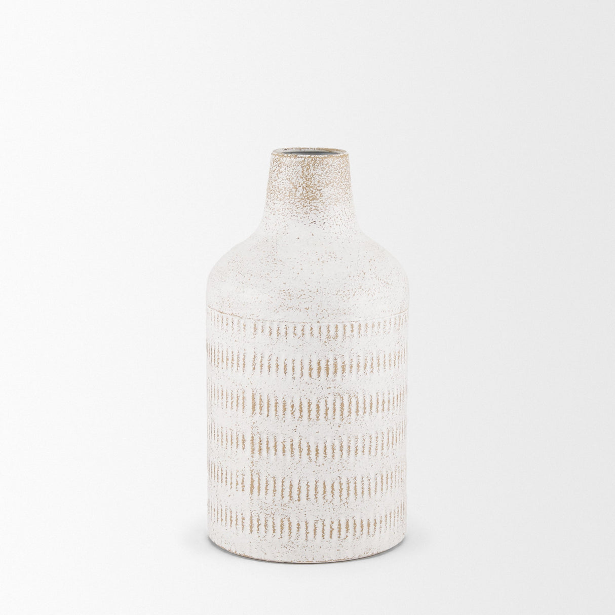 Tisha Small White W/ Terracotta Distressing Metal Vase by Mercana at Eve Furniture