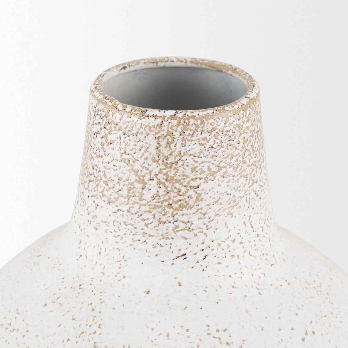 Tisha Small White W/ Terracotta Distressing Metal Vase by Mercana at Eve Furniture