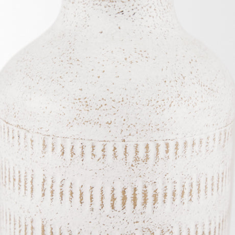 Tisha Small White W/ Terracotta Distressing Metal Vase by Mercana at Eve Furniture
