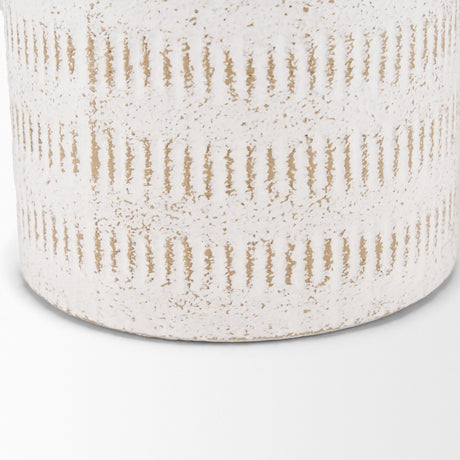 Tisha Small White W/ Terracotta Distressing Metal Vase by Mercana at Eve Furniture