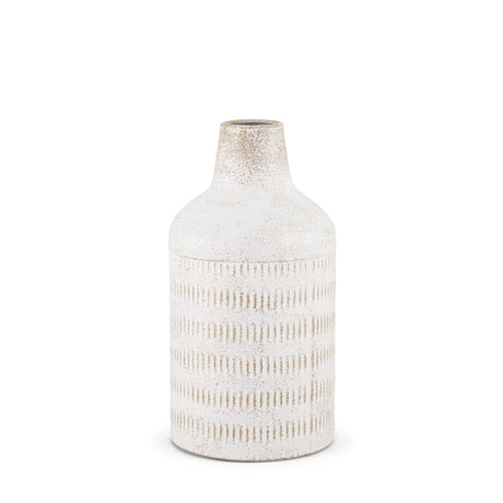 Tisha Small White W/ Terracotta Distressing Metal Vase by Mercana at Eve Furniture