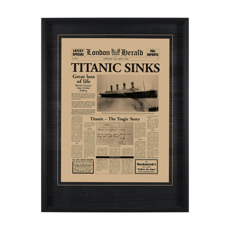 Titanic Sinks by Vintage Collection a Hand Embelished Textured Framed Art Photo Matted under Glass by Mercana at Eve Furniture