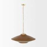 Titus 1-Light Brass Finished Metal Disc Pendant by Mercana at Eve Furniture